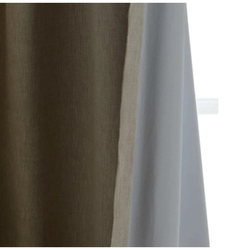 Quince European Linen True Blackout Curtain size 48x120 Flax ONE CURTAIN ONLY